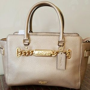 Beautiful Rose Gold Coach Bag, New, Authentic